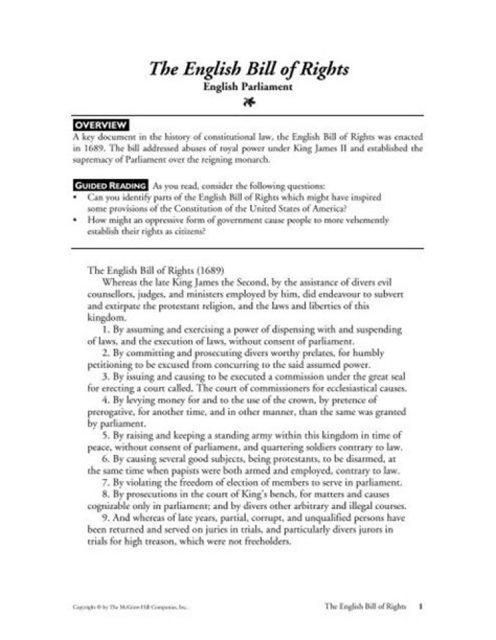 Why did they create the English Bill of Rights